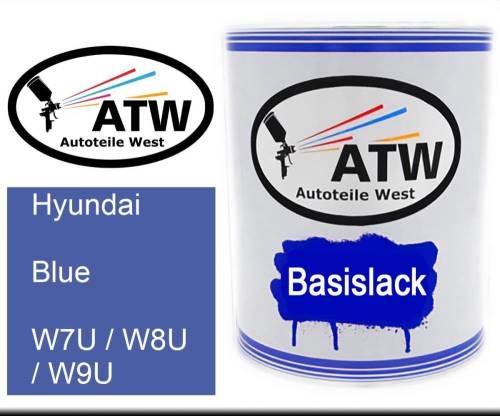 Hyundai, Blue, W7U / W8U / W9U: 1L Lackdose, von ATW Autoteile West.